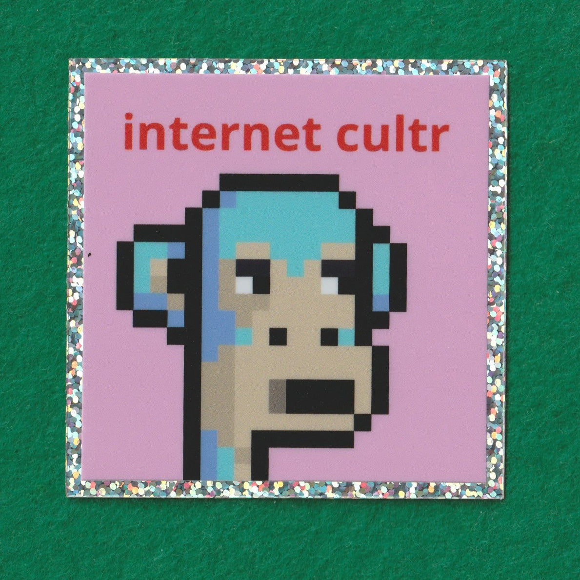 internet cultr monke glitter sticker